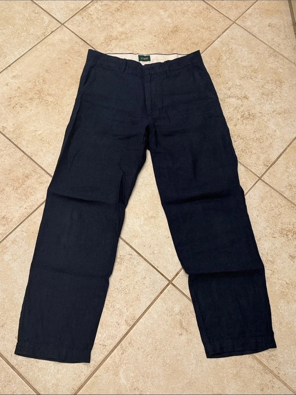 J. Crew 31 x 32 - Navy Linen Men's Casual Pants - Classic Straight Fit